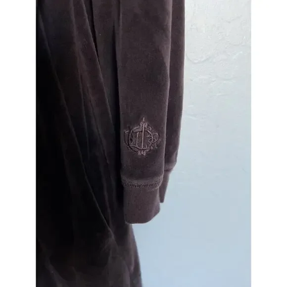 Vintage Christian Dior Dress Large Velour Lounge Brown Retro Nightshirt Comfy
